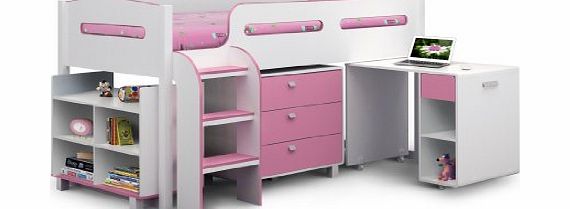 Julian Bowen Kimbo Single Cabin Bed, White/ Soft Pink
