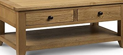 Julian Bowen Light Astoria Coffee Table with 2-Drawers, Waxed Oak