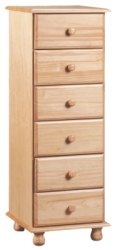 Pine 6 Drawer Tall Chest