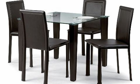 Quattro Glass Top Dining Table, Dark Brown