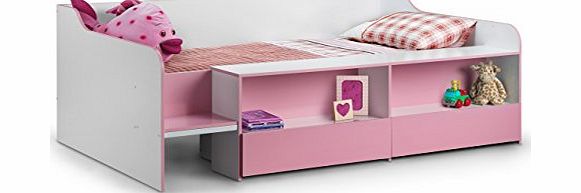 Stella Low Single Sleeper Bed, White/ Pink