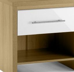 Julian Bowen Stockholm 1 Drawer Bedside Table, Oak/White Gloss