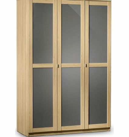 Julian Bowen Strada 3-Door Wardrobe, Light Oak/Grey