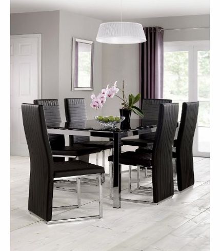 Julian Bowen Tempo Glass Dining Table, Chrome/Black