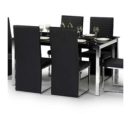 Julian Bowen Tempo Rectangular Dining Table with Black Glass