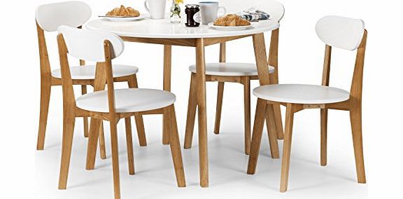 Julian Bowen Tiffany Dining Table Set with 4 Chairs, White/Oak Colour