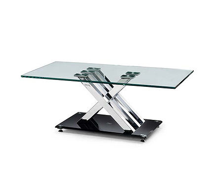 X Frame Glass Rectangular Coffee Table