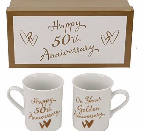 Juliana Golden 50th wedding anniversary Set of two Quality Mugs ``on your Golden Anniversary`` CM232