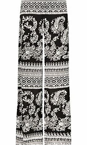 Juliets Kiss Womens Ethnic Paisley Palazzo Trousers Ladies (10 - Black)