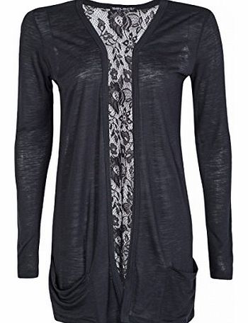 Juliets Kiss Womens New Lace Back Cardigan Ladies (8 - Black)