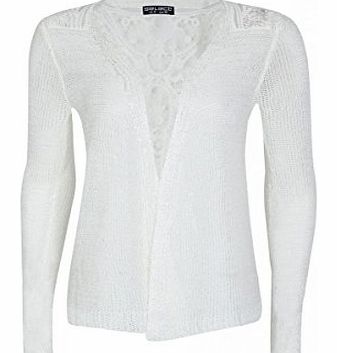 Juliets Kiss Womens White Crochet Back Slub Cardigan Ladies (12 - White)