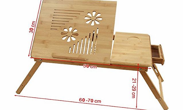 JUMBO DEALS Bamboo Portable Folding Notebook Computer PC Laptop Table Bed Desk Stand (54x34cm) Air Vents