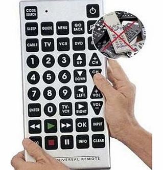 Jumbo Universal TV, Remote Giant Big Massive Buttons. TV, Satillite, DVD, VCR, Cable