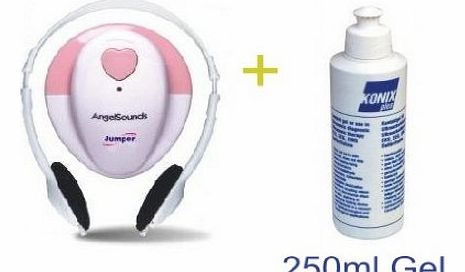 Angelsounds Baby Fetal Heart Monitor (Doppler) with free Headphones, battery, recording cable + 1 x 250ml UltraSound Gel For Best Results