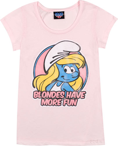 Junk Food Blondes Have More Fun Ladies Smurfs T-Shirt from Junk Food