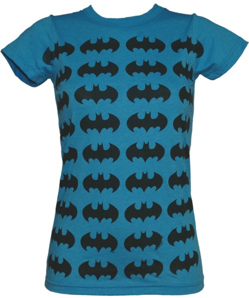Blue Batman Repeat Print Ladies T-Shirt from Junk Food