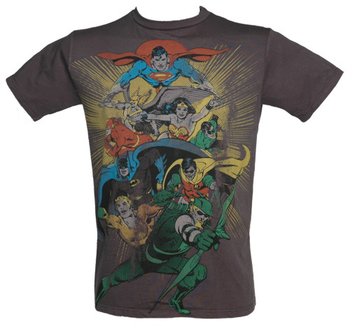 Charcoal Men` Stars of DC Comics T-Shirt from Junk Food