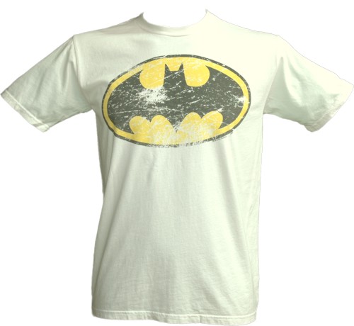 Distressed Batman Logo Men` White T-Shirt from Junk Food