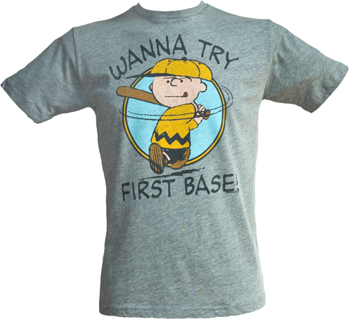Junk Food First Base Men` Charlie Brown T-Shirt from Junk Food