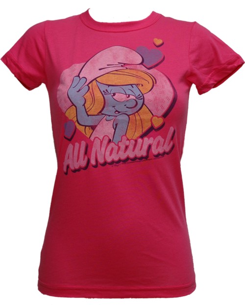 Junk Food Hot Pink All Natural Smurfette Ladies T-Shirt from Junk Food