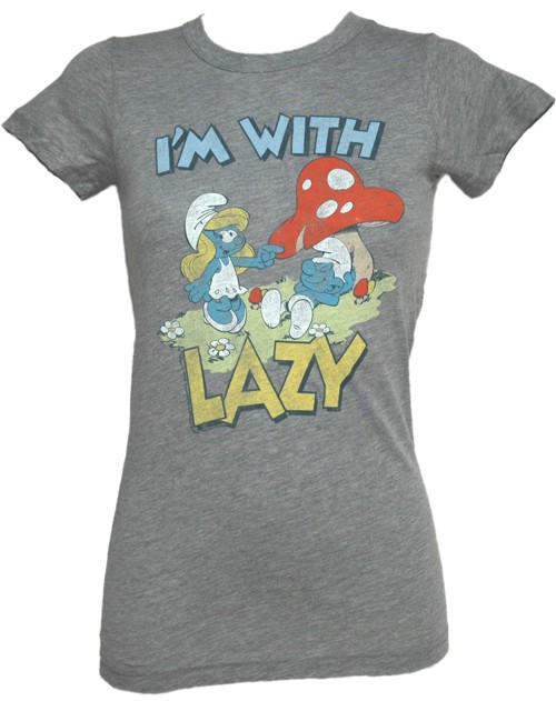 I` With Lazy Ladies Smurfs T-Shirt from Junk Food