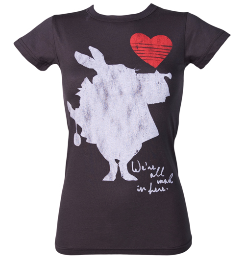 Ladies Alice In Wonderland White Rabbit T-Shirt