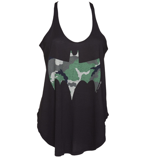 Junk Food Ladies Black Camouflage Batman Racerback Swing