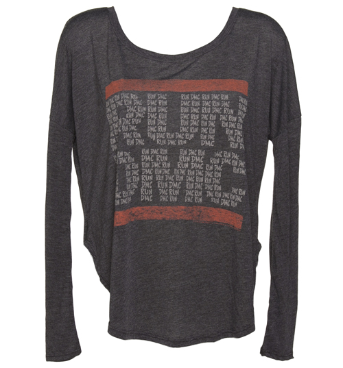 Ladies Black Long Sleeve Oversized Run DMC Logo