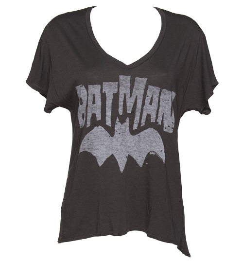 Ladies Black Wash Distressed Batman Slouch