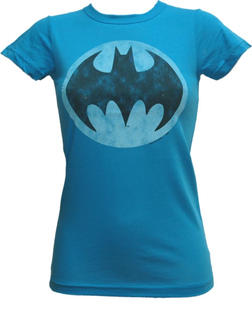 Ladies Blue Batman Logo T-Shirt from Junk Food