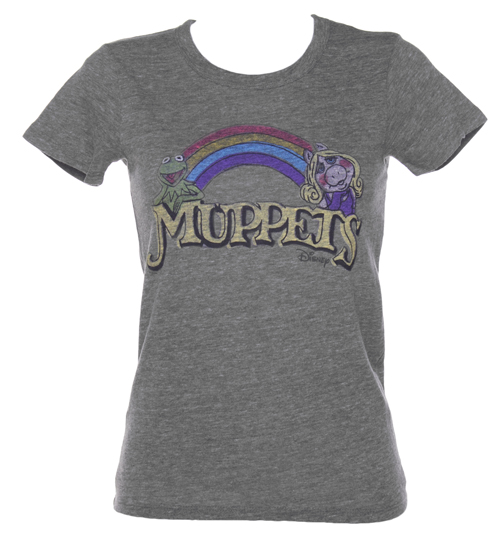 Junk Food Ladies Dark Grey Triblend Muppets logo T-Shirt
