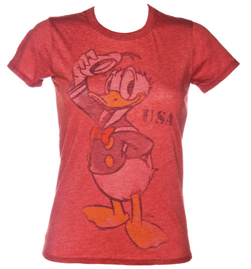 Junk Food Ladies Donald Duck USA Black Label T-Shirt from