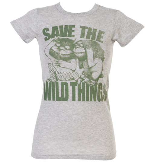Ladies Grey Marl Save The Wild Things T-Shirt