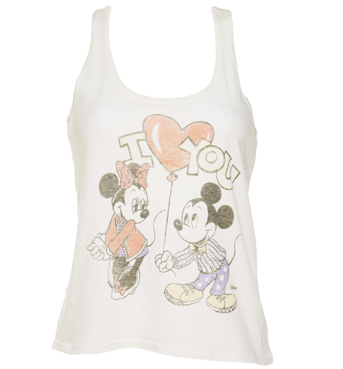 Junk Food Ladies Mickey And Minnie Mouse I Love You Vest
