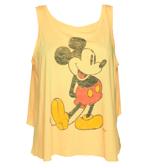 Junk Food Ladies Orange Vintage Mickey Mouse Print Open