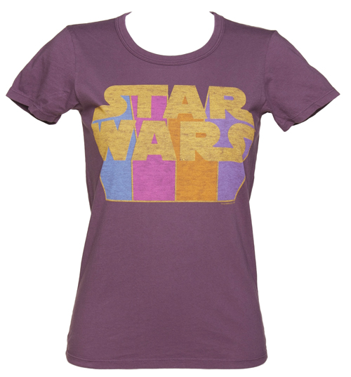 Junk Food Ladies Purple Star Wars Retro Logo T-Shirt from