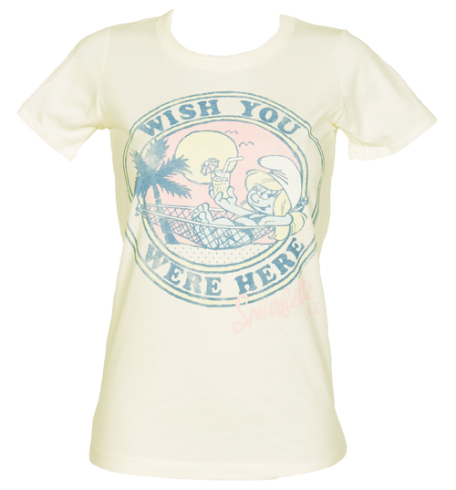Junk Food Ladies Smurfette Wish you Were Here T-Shirt from
