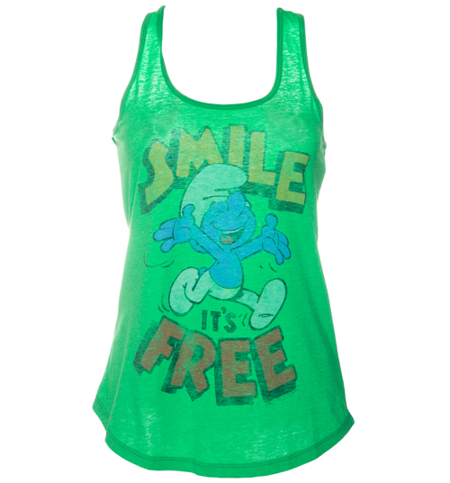 Ladies Smurfs Smile It’s Free Racerback