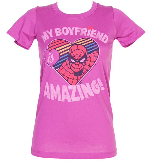 Junk Food Ladies Spiderman My Boyfriend Is Amazing T-Shirt