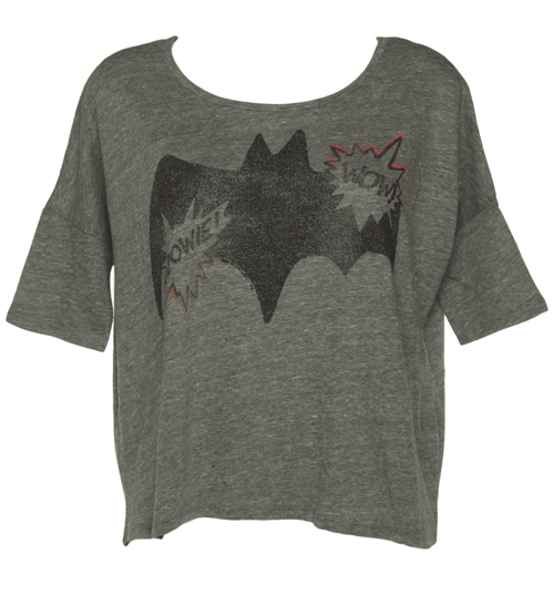 Junk Food Ladies Steel Grey Batman Wow Raglan Sleeve