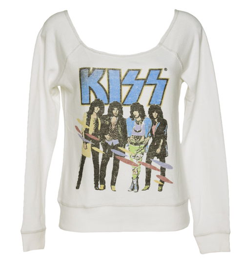 Ladies Sugar White Kiss Off The Shoulder Sweater