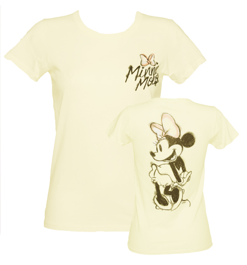 Ladies Sugar White Minnie Mouse Sketch T-Shirt