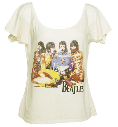 Junk Food Ladies White Beatles Sgt Pepper Slouch Raglan