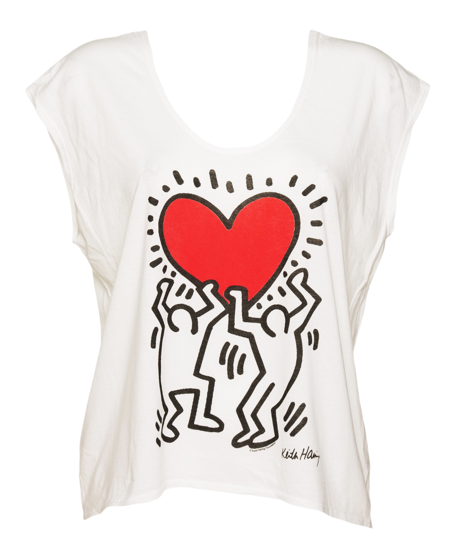 Ladies White Scoop Neck Slouch Keith Haring