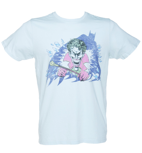 Mens Blue Batman Joker Grinning T-Shirt