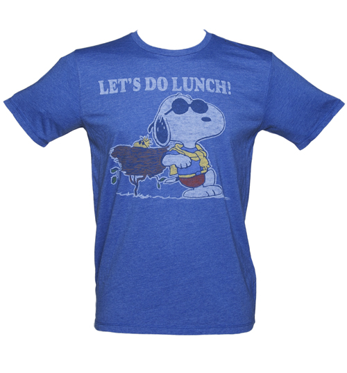 Junk Food Mens Blue Marl Snoopy Lets Do Lunch T-Shirt
