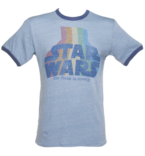Mens Blue Marl Star Wars Logo Ringer