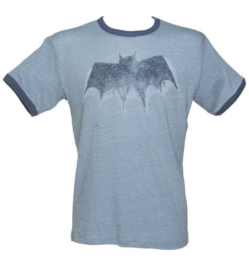 Junk Food Mens Blue Marl Triblend Batman Watercolour