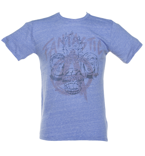 Mens Blue Triblend Fantastic Four T-Shirt