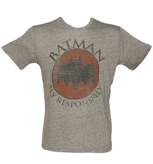 Mens Grey Triblend Fly Responsibly Batman